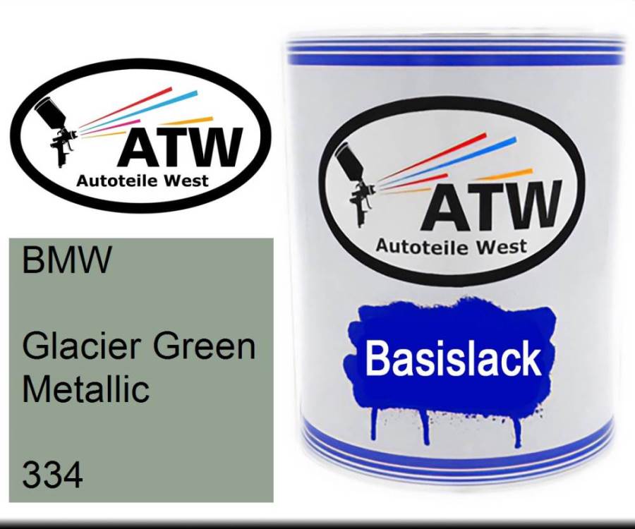 BMW, Glacier Green Metallic, 334: 1L Lackdose, von ATW Autoteile West.